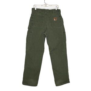 Carhartt Men's Olive Green Carpenter Work Pants Size 33x32 Durable Casual Fit